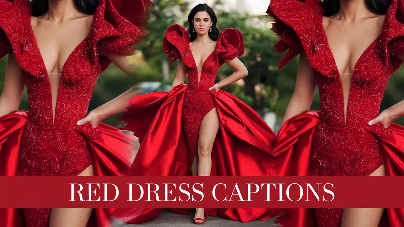 Red Dress Captions