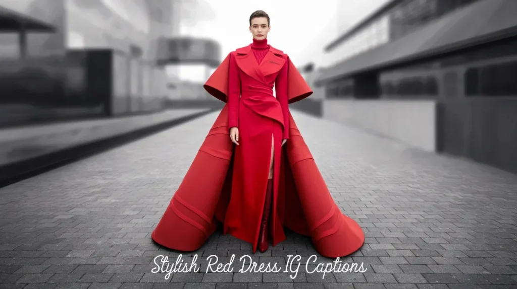 Stylish Red Dress IG Captions
